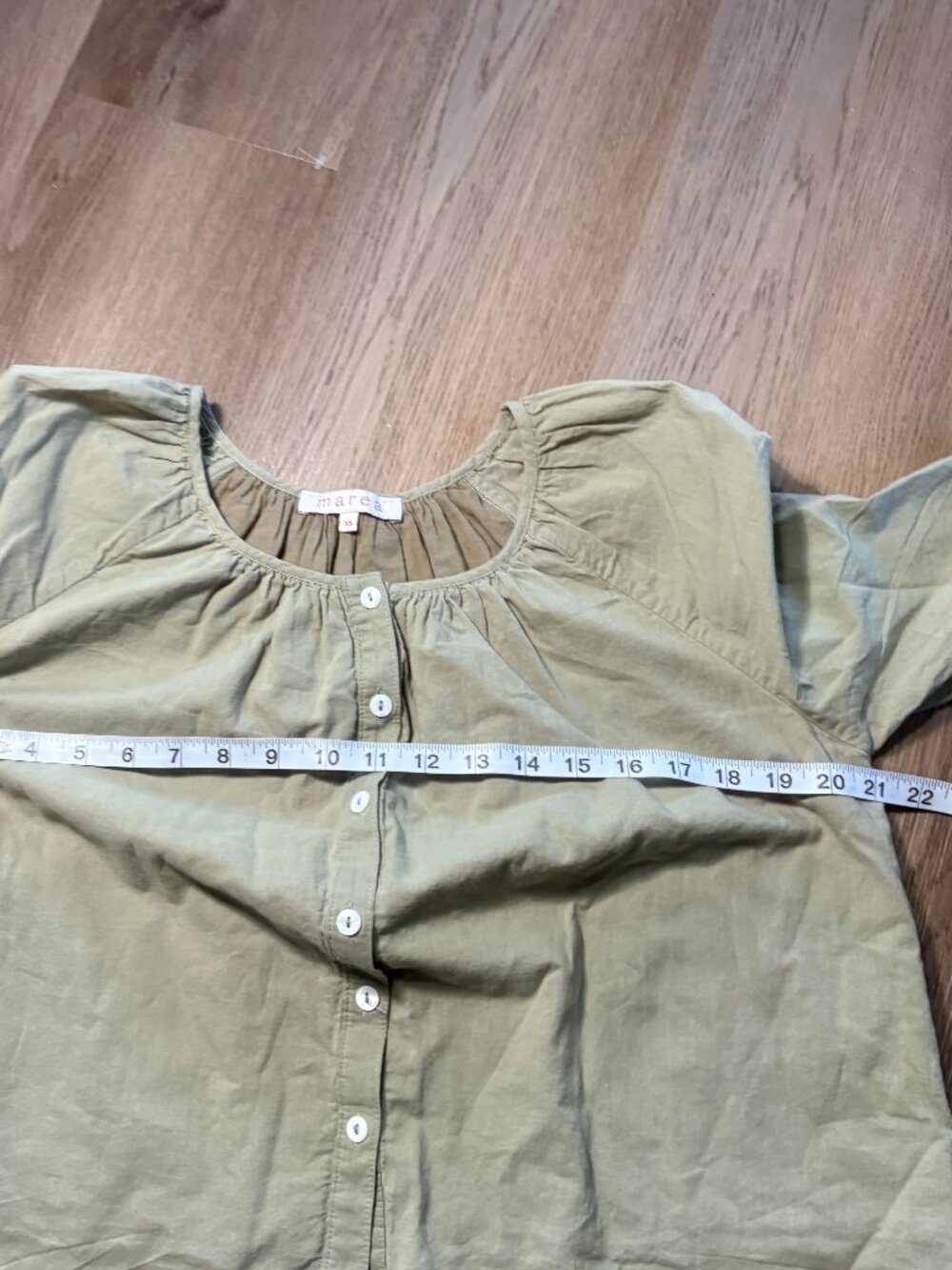Marea Everly Gauze Top in succulent green size XS cotton blouse buttons - Picture 8 of 9